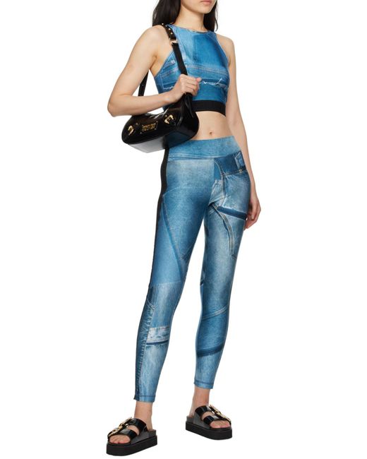 Versace Jeans Blue Patch Denim Crop Top