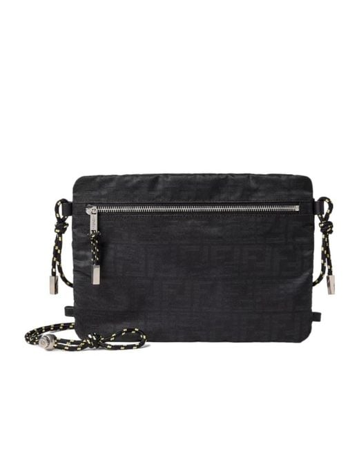 Fendi Black Superlight Ff Zucca Fabric Pouch for men