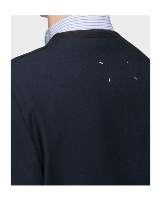 Maison Margiela Blue Open-Front Collarless Jacket for men