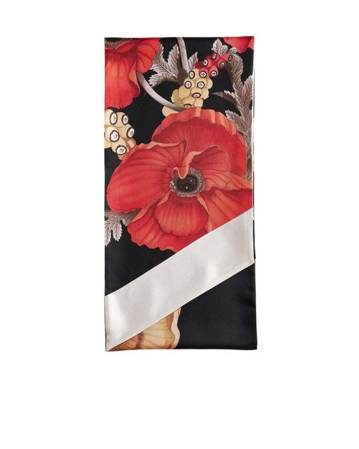 Ferragamo Red Floral Printed Scarf