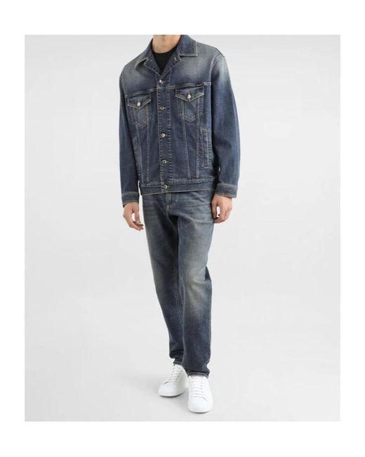 Dolce & Gabbana Blue Logo Plaque Jeans for men