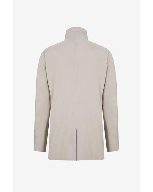 Moorer White Mid-Length Silk-Blend Coat With A Stand Collar for men