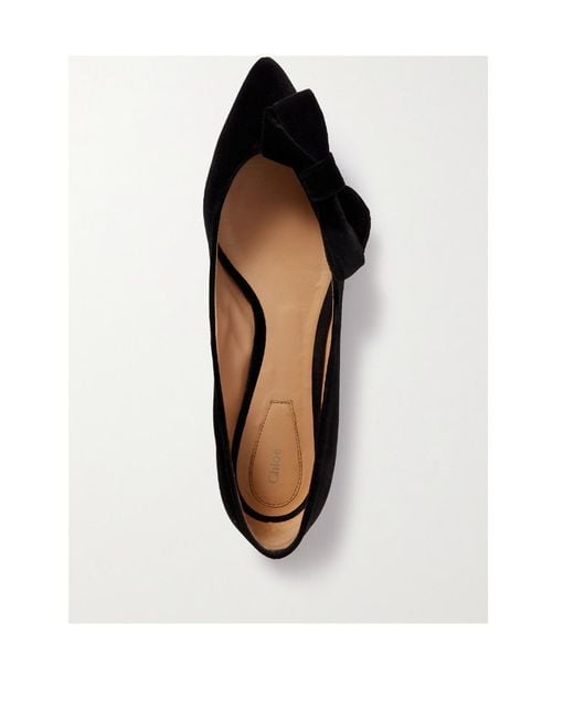 Chloé Black Chloé Théa Bow-Detailed Ballerina Shoes