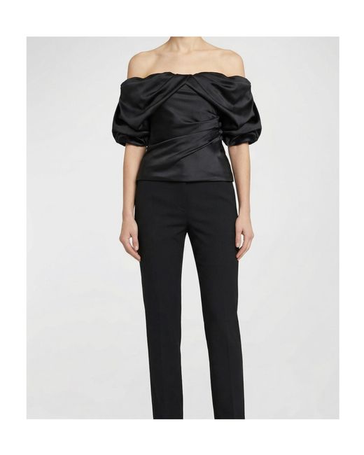 McQueen Black Off-The-Shoulder Draped Top