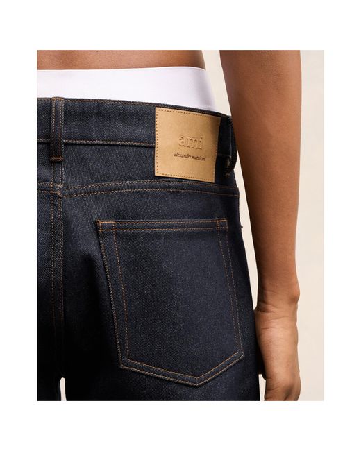 AMI Blue Ami Logo Patch Straight-Leg Jeans for men