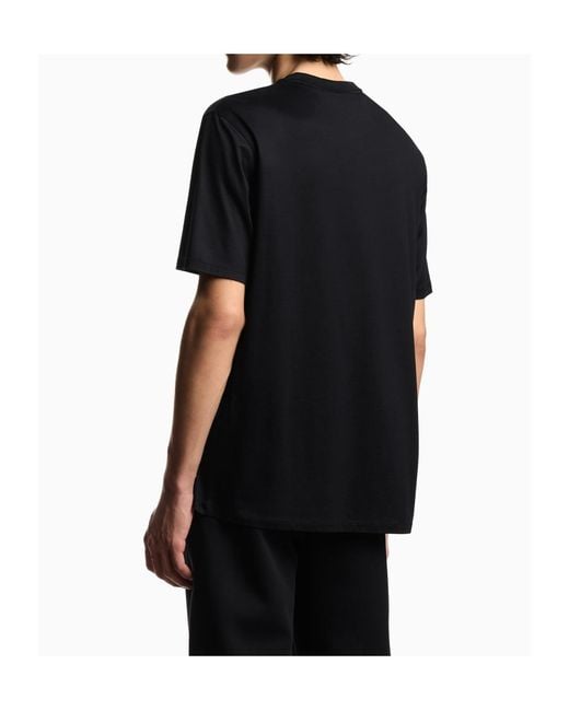 Emporio Armani Black Logo-Embroidered Crewneck T-Shirt for men
