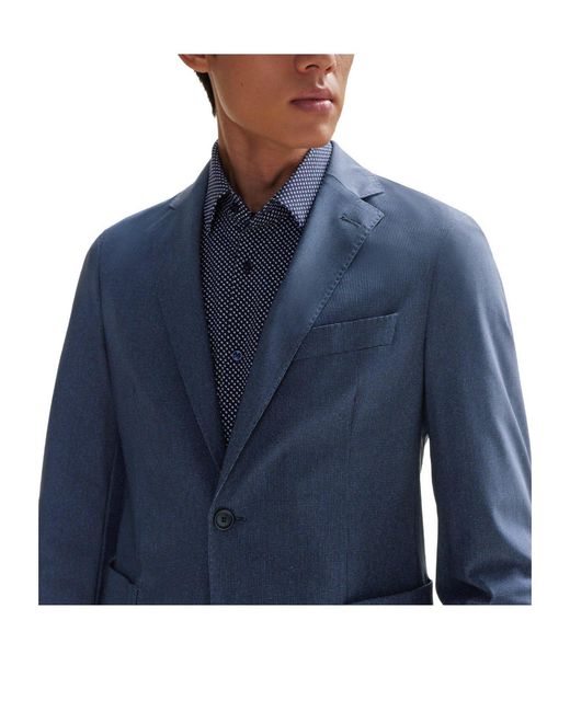 Boss Blue Single-Breasted Blazer for men