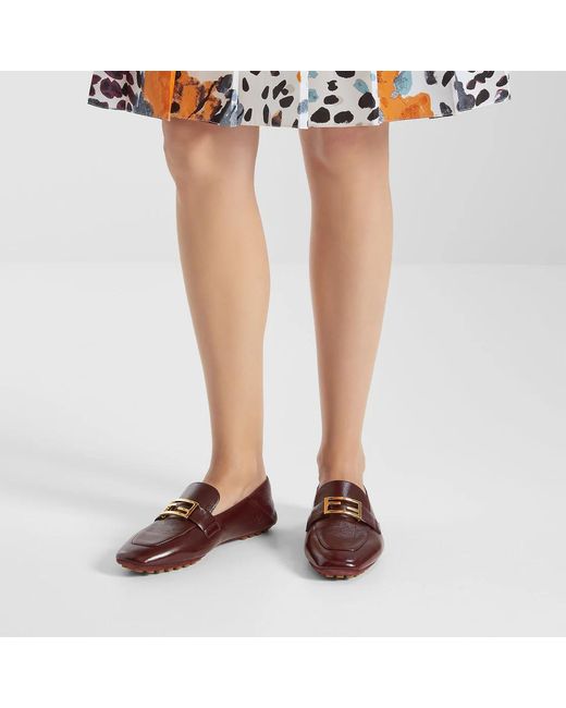 Fendi Brown Baguette Ff Buckle Loafers