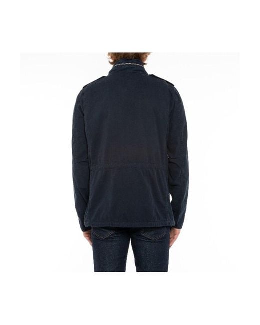 Aspesi Blue Multi-Pocket Funnel-Neck Jacket for men