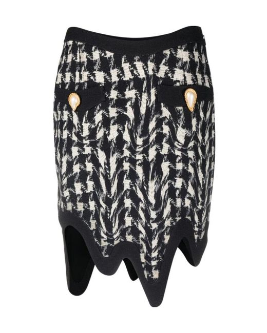 Moschino Black Asymmetric Wool Miniskirt