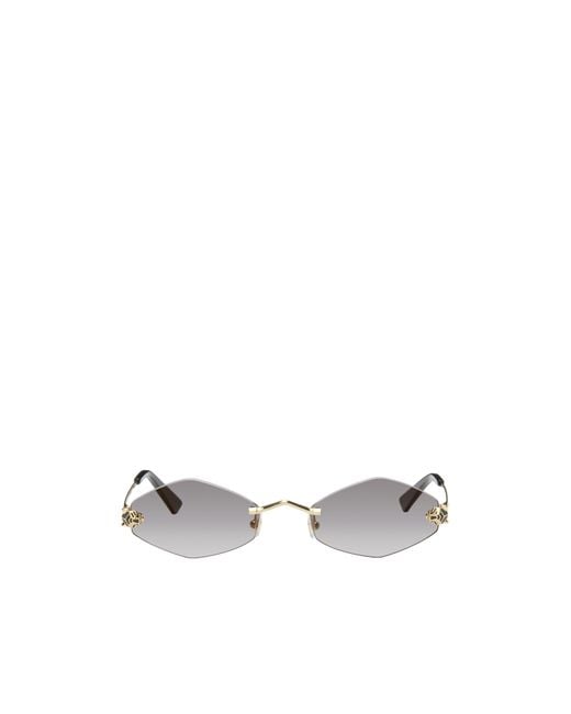 Cartier White Geometric Frame Sunglasses