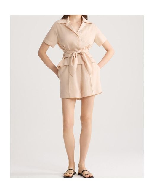 Patou Natural Knotted Striped-Pattern Shirt