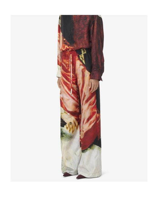 McQueen Red All-Over Printed Trousers