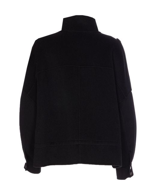 Pinko Black High-Neck Drawstring Hem Jacket