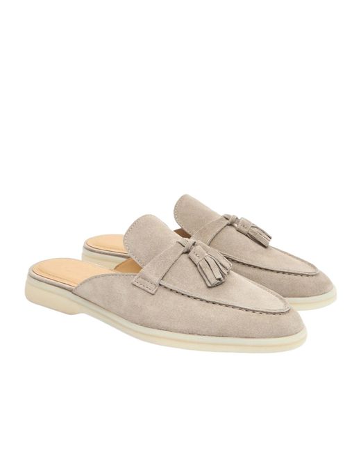 Scarosso White Lucrezia Suede Tassel Mules