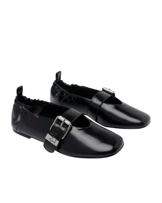 Ganni Black Buckled Flat Shoes