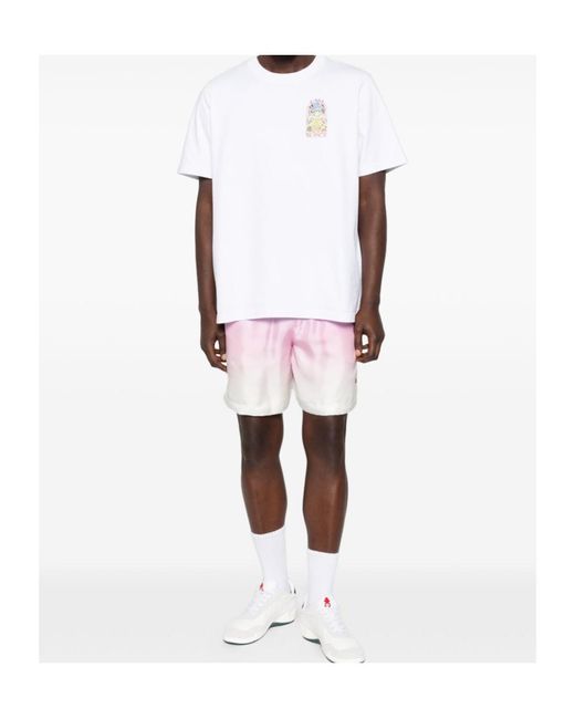 Casablanca White Tennis Landscape Print T-Shirt for men