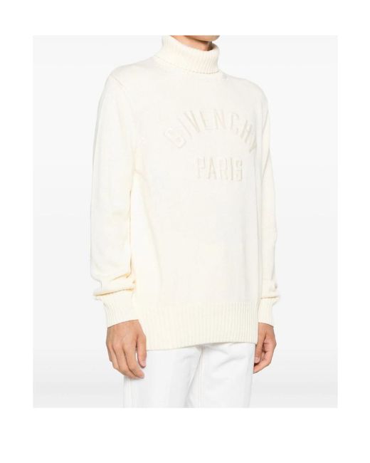 Givenchy White Paris Turtleneck Knitted Jumper for men