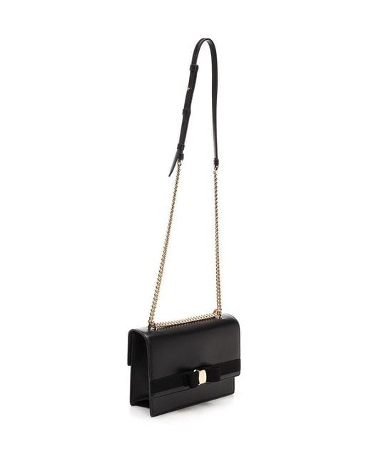 Ferragamo Black Vara Bow Medium Shoulder Bag