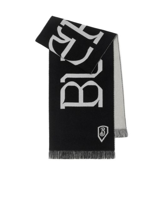 Burberry Black Logo Jacquard Frayed-Edge Scarf for men