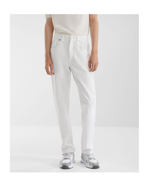 Fendi White Logo Embroidered Straight-Leg Jeans for men