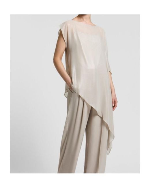 Peserico Natural Asymmetric Crewneck Blouse