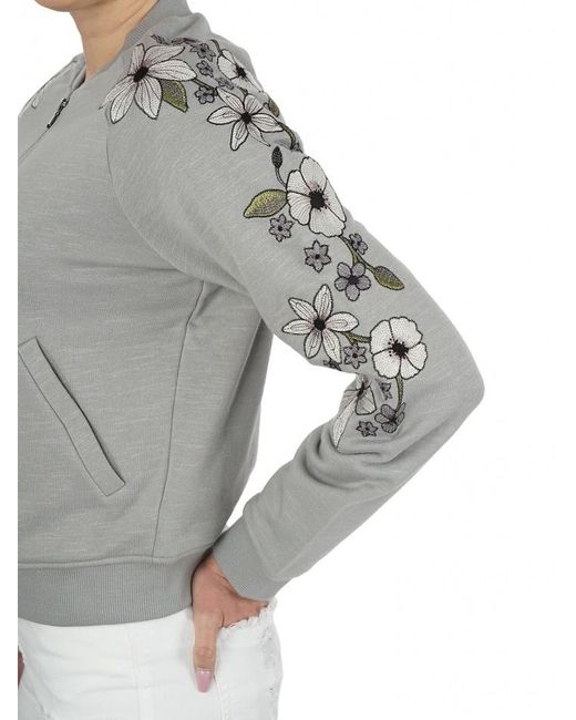 Emporio Armani Gray Embroidered Zipper Casual Jacket