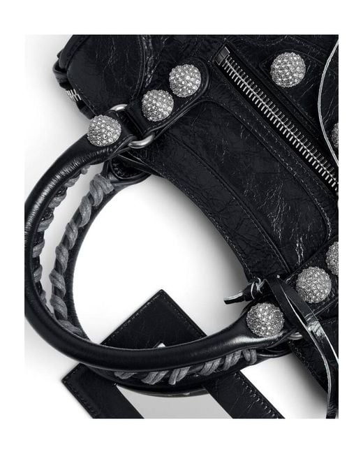 Balenciaga Black Le City Studded Small Top Handle Bag