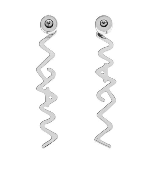 Marni White Symbol Embellished Logo Plaque Earrings