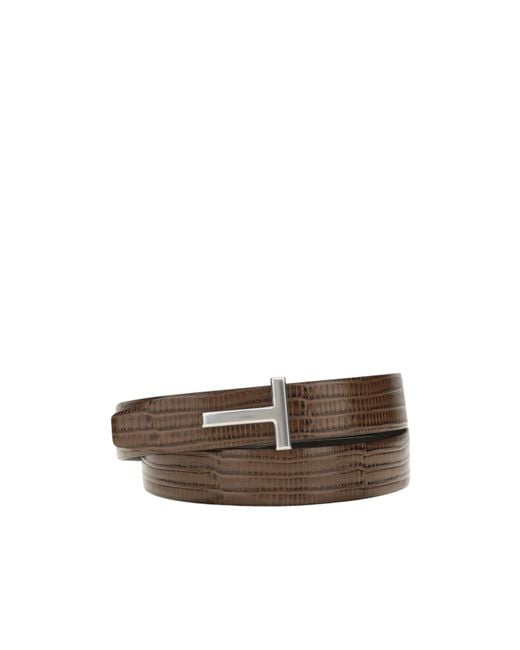 Tom Ford Brown Reversible T Icon Belt for men