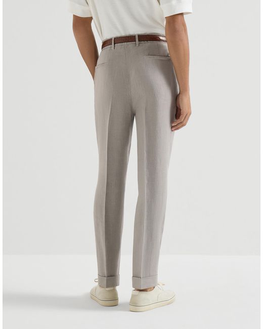 Brunello Cucinelli Gray Garment-Dyed Trousers for men