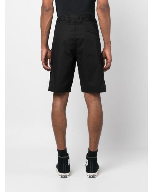 Stone Island Black Paracadute Cargo Shorts for men