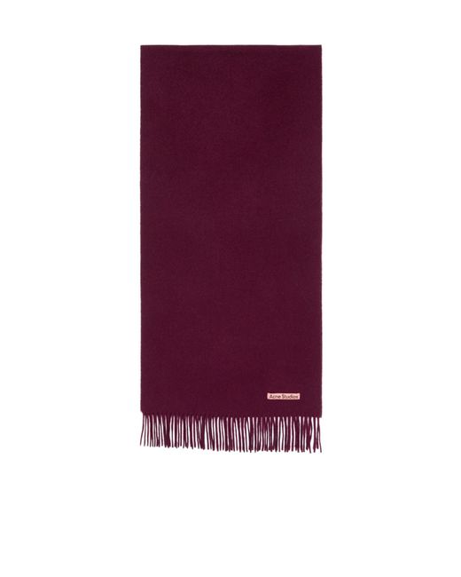 Acne Purple Logo Patch Fringed Scarf for men