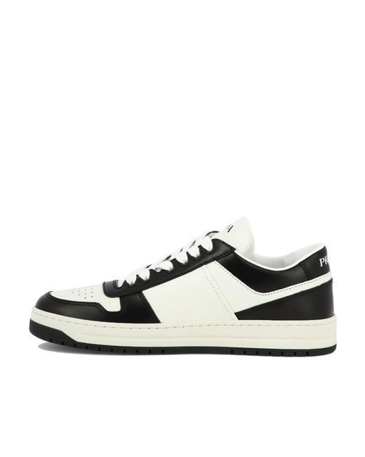 Prada White Downtown Brand-Plaque Leather Low-Top Trainers