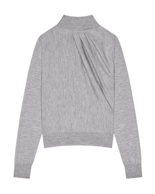 Givenchy Gray Pleated High-Neck Knitted Sweater