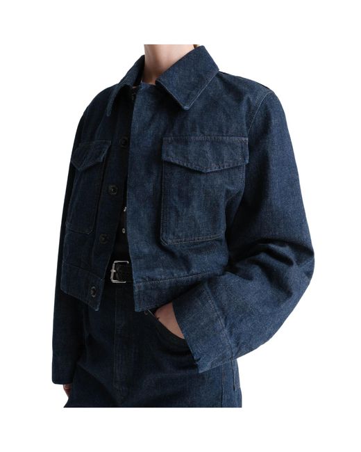 Lemaire Blue Long Sleeved Cropped Jacket