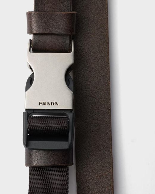 Prada White Logo-Engraved Buckle Belt for men