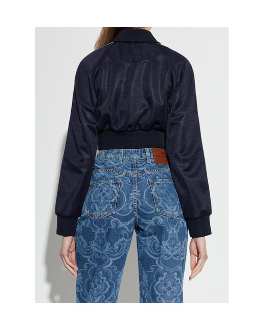 Etro Blue Contrasting Band Cropped Sweatshirt