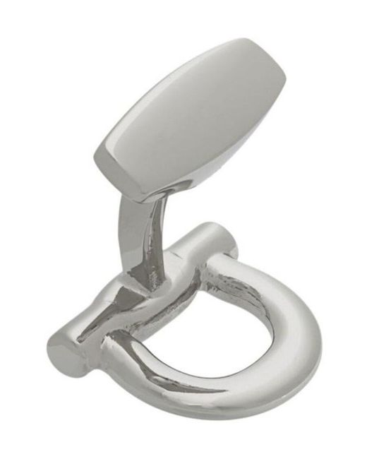 Ferragamo Metallic Ferragamo Logo Engraved Cufflinks for men