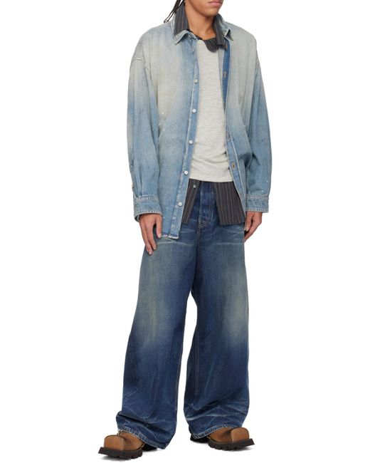 Acne Blue Distressed Denim Shirt for men