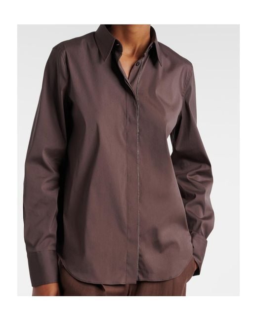 Brunello Cucinelli Brown Monili Cotton-Blend Top