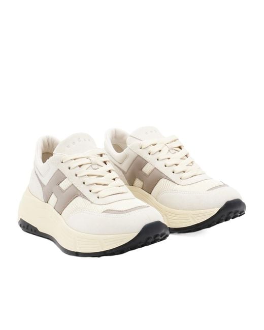 Hogan White Logo Embossed Chunky Sneakers