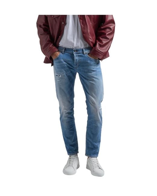 Dondup Blue Belt Loops Jeans for men