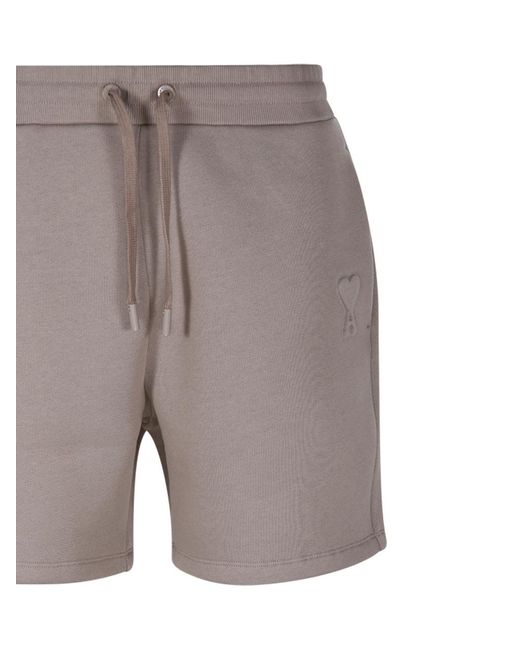 AMI Gray Logo Embossed Drawstring Shorts for men