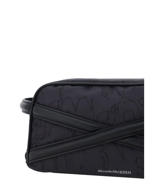 McQueen Blue Cross Detailed Zipped Wash Bag for men