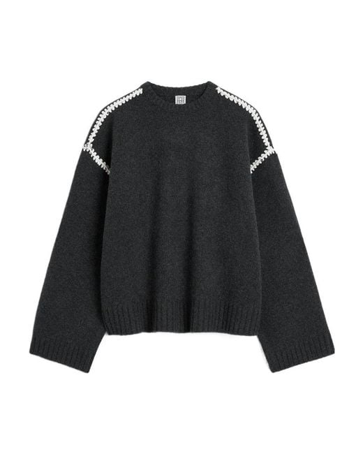 Totême Black Totême Long Sleeved Crewneck Knitted Sweater
