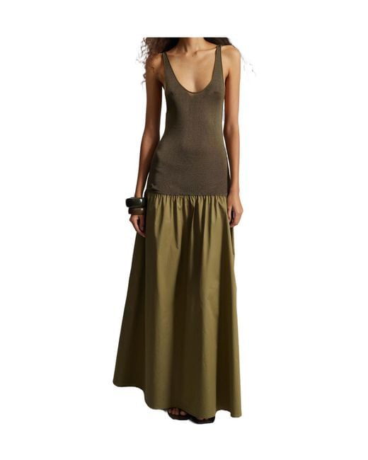 Frankie Shop Green Iliya Drop Waist Maxi Dress