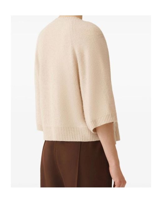 Fabiana Filippi Natural Sequin Embellished Cape