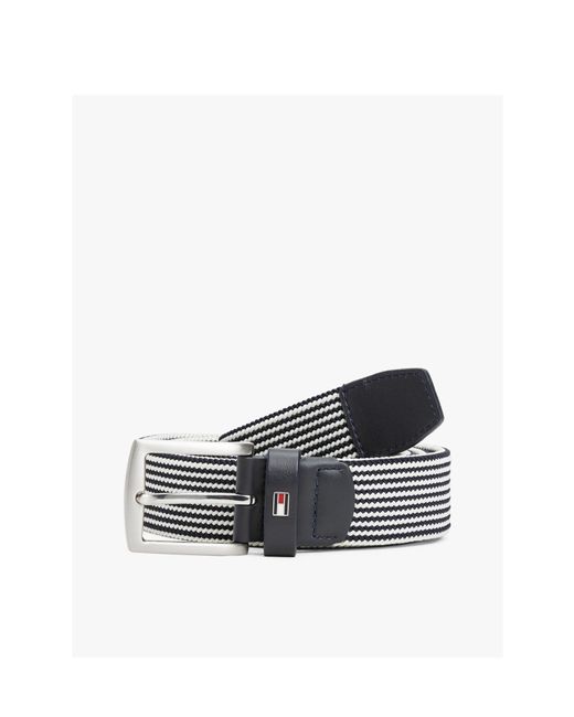 Tommy Hilfiger White Square Buckle Textured Belt for men