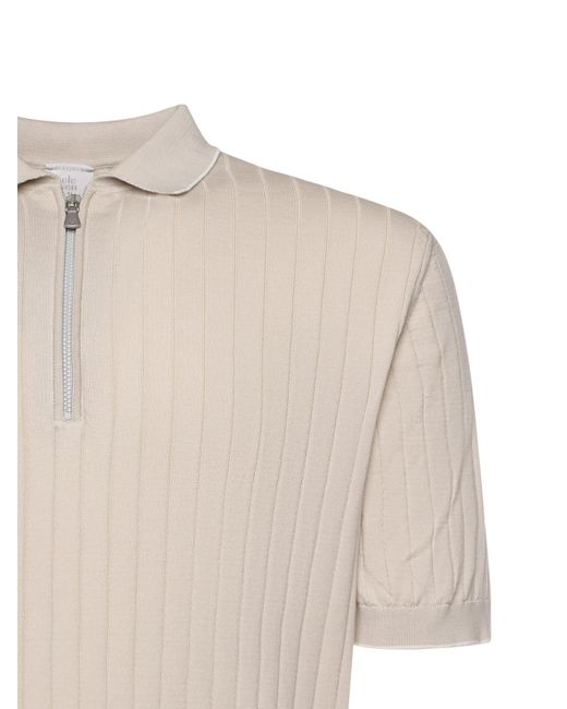 Eleventy White Zip Polo Knitted Sweater for men